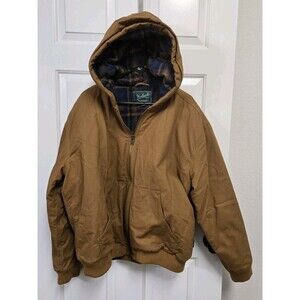 WOOLRICH GREEN LABEL COLLECTION Men’s XL Brown Canvas Zip Work Jacket Hoodie